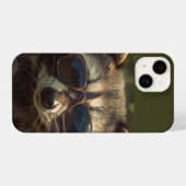 眼鏡クール入りの可愛いラクーン動物ユーモアアート iPhoneケース (裏面横)