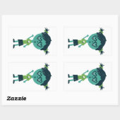 眼鏡シールの女の子 長方形シール (シート)