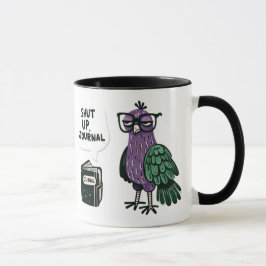 眼鏡スタイリッシュ付き孔雀 – "Shut Up, Journal" マグカップ
