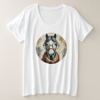 眼鏡スタイリッシュ付き馬 – おもしろいヴィンテージ プラスサイズTシャツ