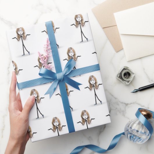 眼鏡スニーカー付きステッキ姿の女の子 ラッピングペーパー (ギフト)