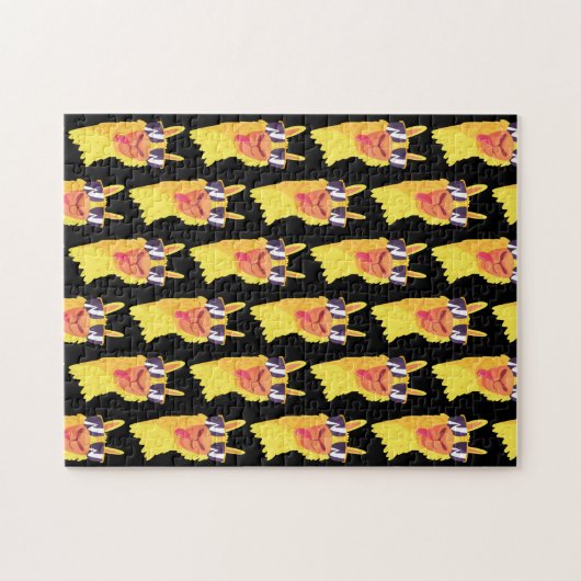 眼鏡パタおもしろいーン付ラマ顔 ジグソーパズル (横)