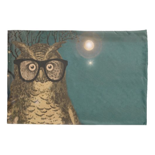 眼鏡パーソナライズされたの付いた男の子のルームフクロウ 枕カバー (裏面)