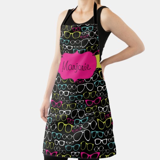 眼鏡パーソナライズされたマゼンパターン(の模様が)あるタブラック エプロン (インサイチュ)