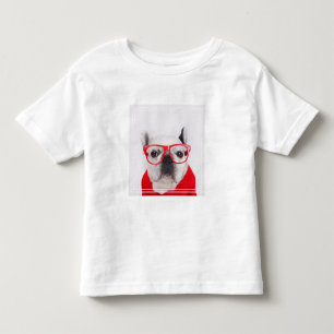 眼鏡フランスのとシャツを着たブルドッグ トドラーTシャツ