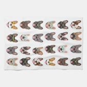 眼鏡フランスのをかけている可愛いブルドッグ キッチンタオル (横)