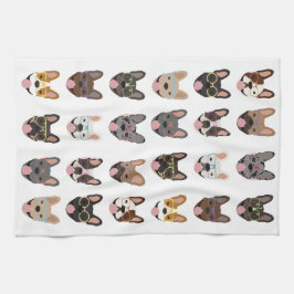 眼鏡フランスのをかけている可愛いブルドッグ キッチンタオル