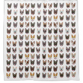 眼鏡フランスのをかけている可愛いブルドッグ シャワーカーテン (正面)