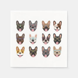 眼鏡フランスのをかけている可愛いブルドッグ スタンダードカクテルナプキン