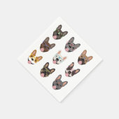 眼鏡フランスのをかけている可愛いブルドッグ スタンダードカクテルナプキン (角)