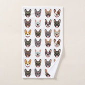 眼鏡フランスのをかけている可愛いブルドッグ バスタオルセット (ハンドタオル)