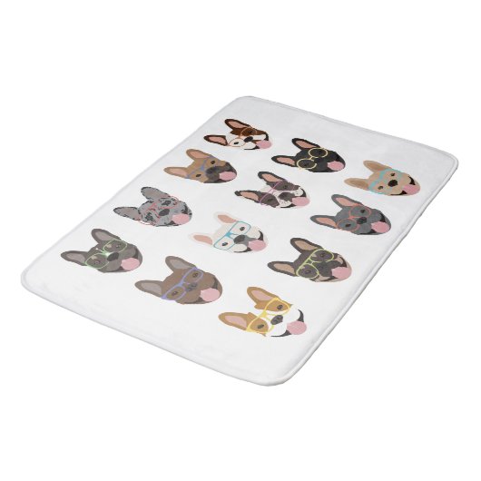 眼鏡フランスのをかけている可愛いブルドッグ バスマット (アングル)