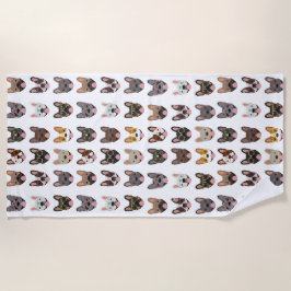 眼鏡フランスのをかけている可愛いブルドッグ ビーチタオル