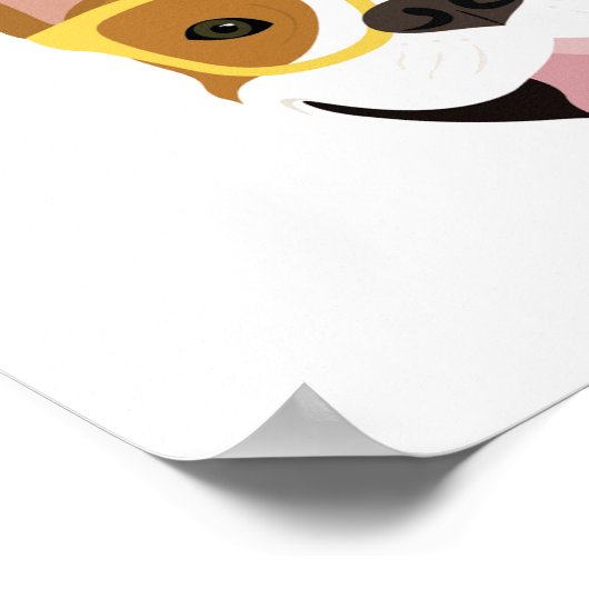 眼鏡フランスのをかけている可愛いブルドッグ ポスター (角)