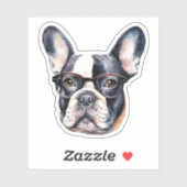 眼鏡フランスのを掛けたブルドッグ シール (シート)