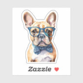 眼鏡フランスのを掛けたブルドッグ シール (シート)
