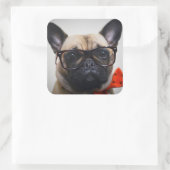 眼鏡フランスの付きブルドッグ及びボウタイ スクエアシール (バッグ)