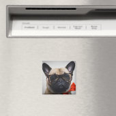 眼鏡フランスの付きブルドッグ及びボウタイ マグネット (インサイチュ (食洗機))