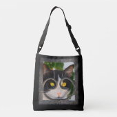眼鏡フレームのペット写真おもしろい入り好奇猫 クロスボディバッグ (裏面)
