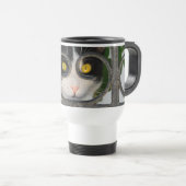 眼鏡フレームサーモカップ付き好奇心おもしろい旺盛な猫 トラベルマグ (正面右)