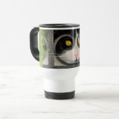 眼鏡フレームサーモカップ付き好奇心おもしろい旺盛な猫 トラベルマグ (正面左)