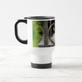 眼鏡フレームサーモカップ付き好奇心おもしろい旺盛な猫 トラベルマグ (左)