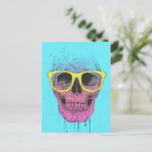 眼鏡ポップ・アートの付きアートスカル ポストカード (スタンド正面)