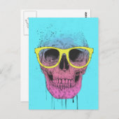 眼鏡ポップ・アートの付きアートスカル ポストカード (正面/裏面)