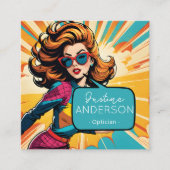 眼鏡ポップ・アートの付きアートレディoptician wow スクエア名刺 (正面)