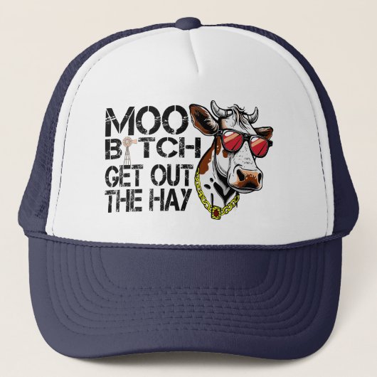眼鏡モーの汗でおもしろい干し草の牛を出る キャップ (正面)