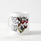 眼鏡モーの汗でおもしろい干し草の牛を出る コーヒーマグカップ (正面左)