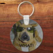 眼鏡ユーモアのあるをかけた犬 キーホルダー (正面)
