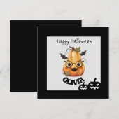 眼鏡不気味付きカボチャのハロウィンカード (正面/裏面)