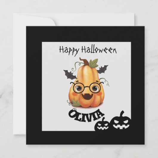 眼鏡不気味付きカボチャのハロウィンカード (正面)