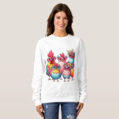 眼鏡予測できな付き鶏Tシャツ スウェットシャツ (正面フル)