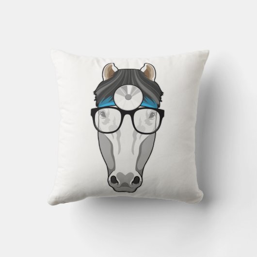 眼鏡付きの医者としての馬 クッション (裏面)
