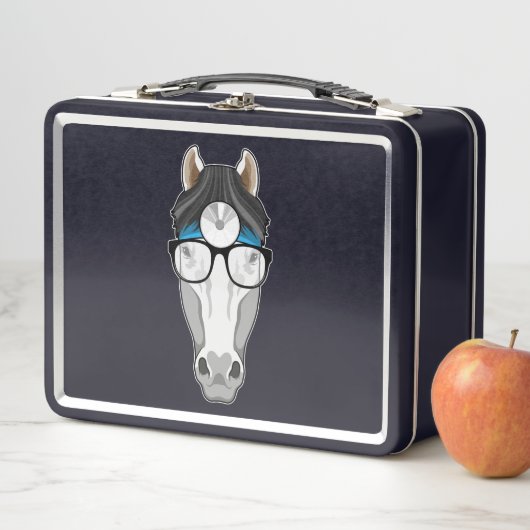 眼鏡付きの医者としての馬 メタルランチボックス (インサイチュ)