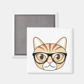 眼鏡付きオタク猫 マグネット (正面/裏面)