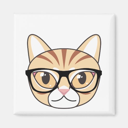 眼鏡付きオタク猫 マグネット (正面)
