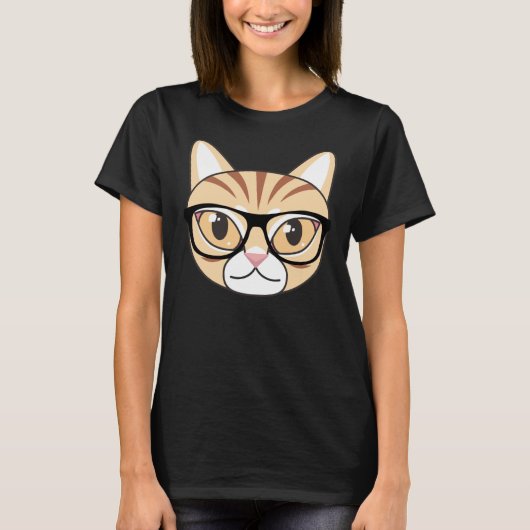 眼鏡付きオタク猫 Tシャツ (正面)