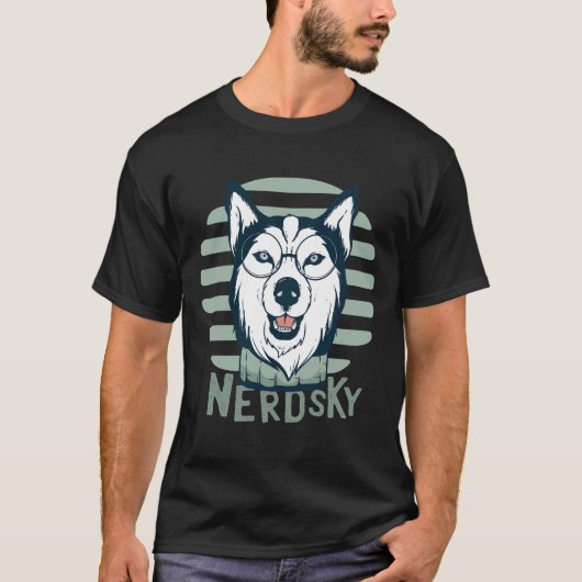 眼鏡付きハスキーおたく Tシャツ (正面)