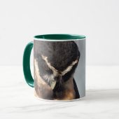 眼鏡付きフクロウが下を見て詰める マグカップ (正面左)