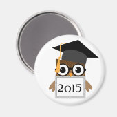 眼鏡付きフクロウ |クラス2015卒業マグネット マグネット (正面/裏面)