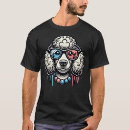 眼鏡付きプードル犬 Tシャツ
