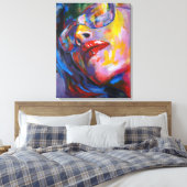 眼鏡付き女性ポートレート キャンバスプリント (インサイチュ (寝室))