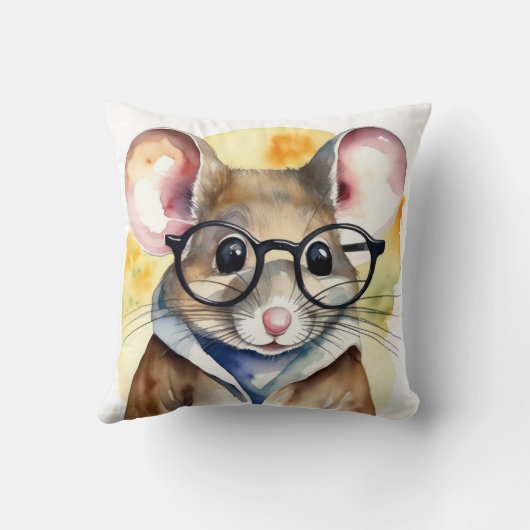 眼鏡付き水色マウス クッション (裏面)