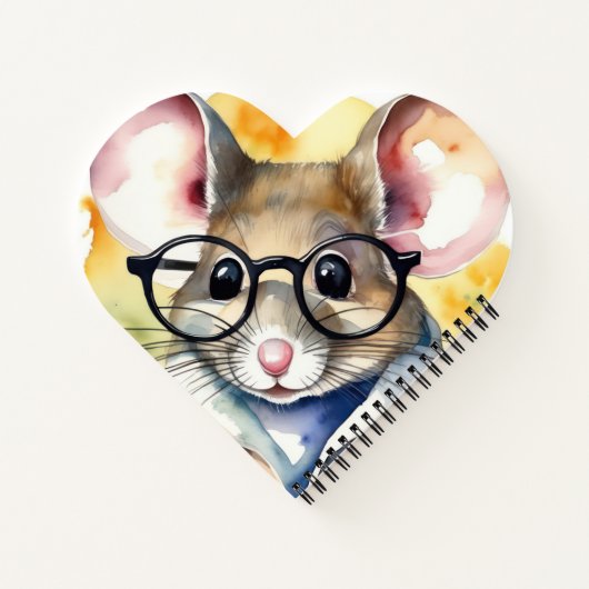 眼鏡付き水色マウス ノートブック (裏面)