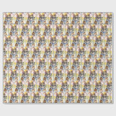 眼鏡付き水色マウス ラッピングペーパー (フラット)