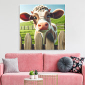 眼鏡付き漫画の牛 キャンバスプリント (インサイチュ (リビング))