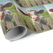 眼鏡付き漫画の牛 ラッピングペーパー (ロールコーナー)